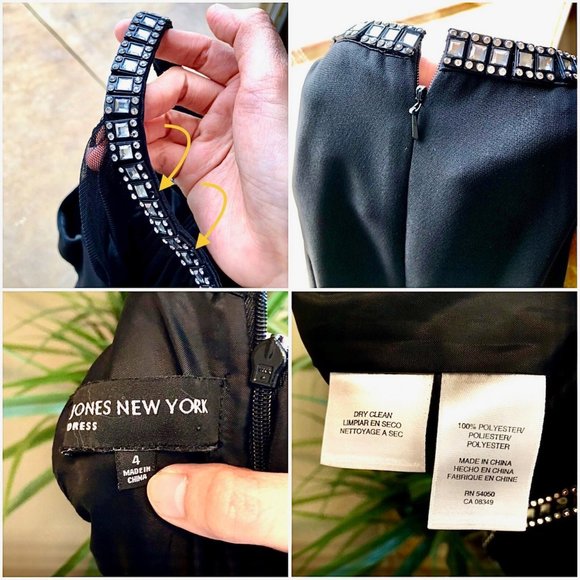 JONES NEWYORK⚡️Mesh Trim Rhinestone Halter Dress_4 - Picture 7 of 9